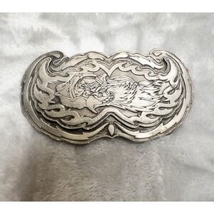 Vtg‎ 1994 JEL Collection Silver Motorcycle HOG & Eagle Belt Buckle